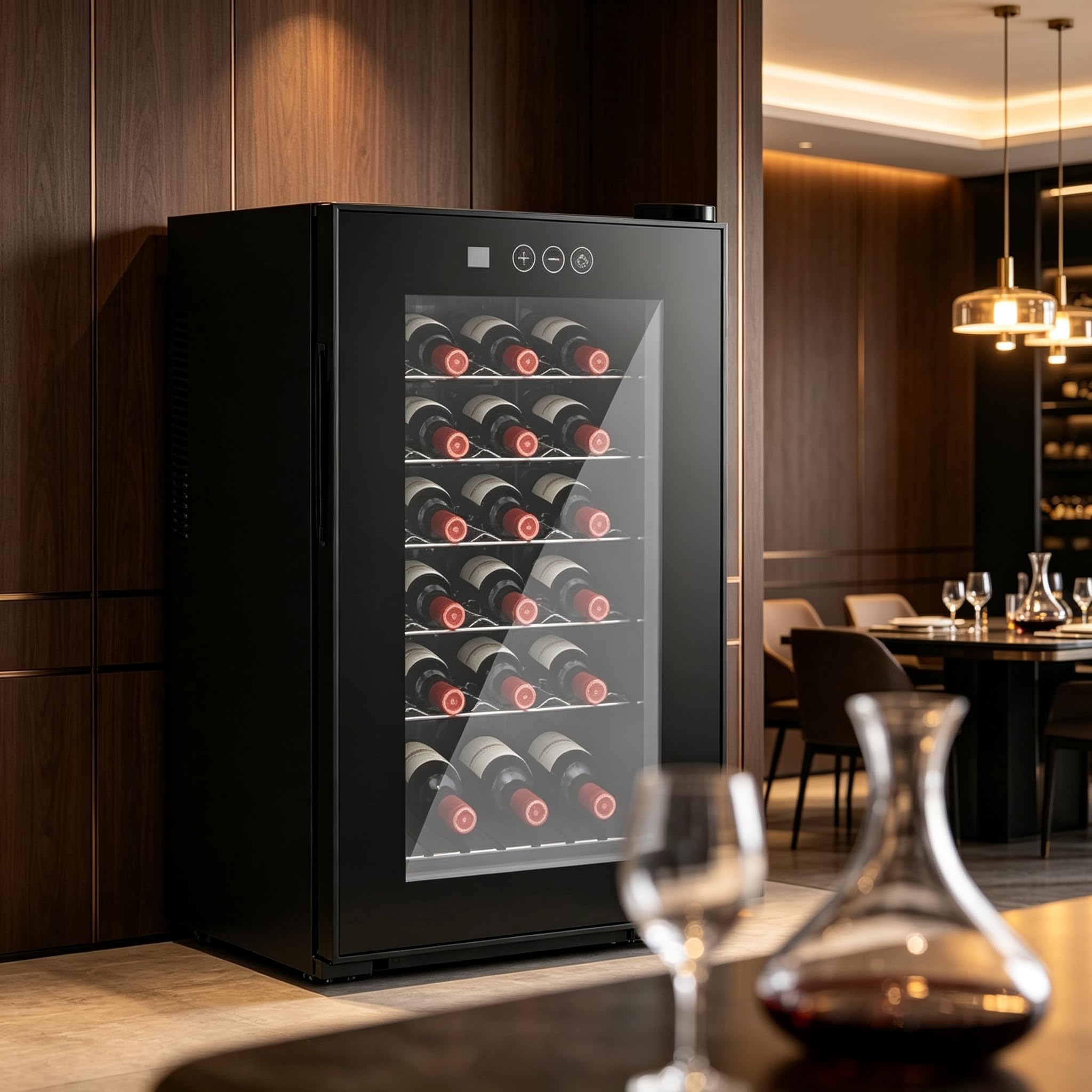 18 Bottle Wine Fridge, Mini Wine Refrigerator, Freestanding Wine Cooler