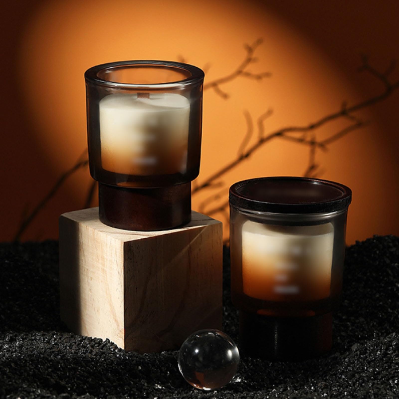 Velas de vidrio y madera hechas con cera de soja y aceites esenciales, vela de aromaterapia reutilizable, de larga duración, perfumadas for el hogar(Gardenia)