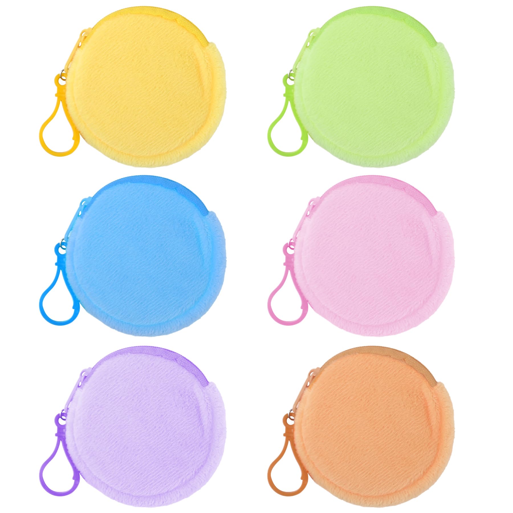 Plush Round Coin Pouch 6PCS, Cute Coin Purse for Women Plush Wallet Keychain Portable Small Change Purse for Birthday Party Favors Exchange Organizer