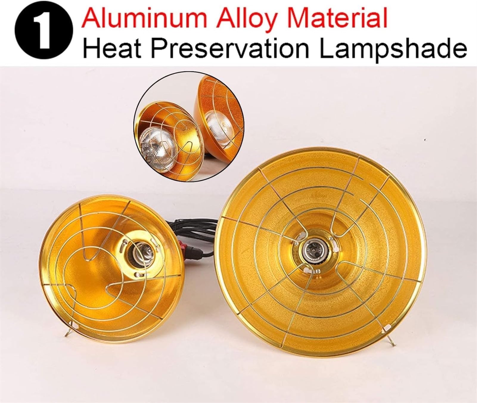 Lampada Riscaldante for Cuccioli, Lampada Riscaldante for Allevatrice di Pollame for Cuccioli, Temperatura Regolabile, Luci Riscaldanti Paralume Invernale in Lega di Alluminio + Lampadina Riscaldante