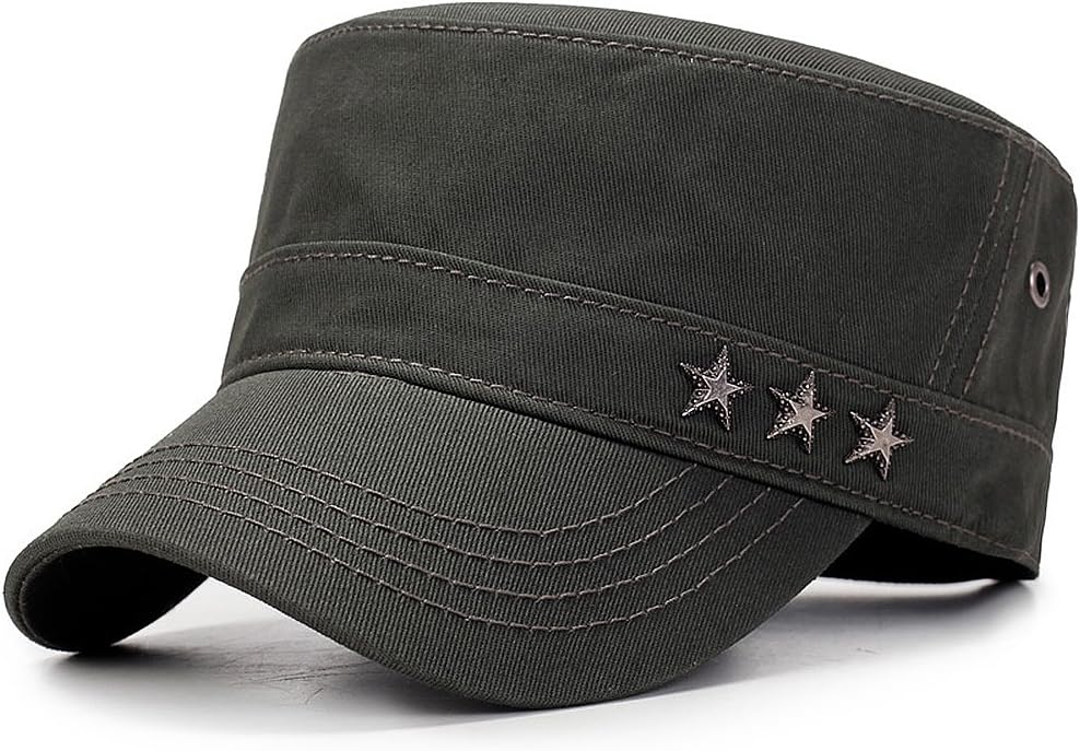 Yooeen Classic Army Cap Mens Military Caps Adjustable Baseball Cap Cotton Flat Top Hats Outdoor Sports for