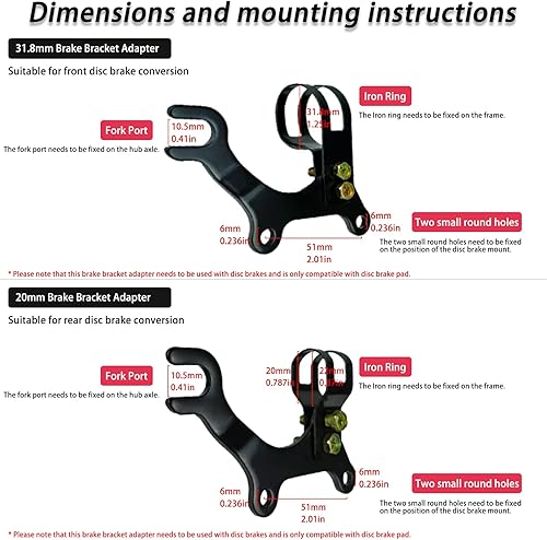 Miniatura 3 de Adaptador de soporte de freno 2 piezas (1600.787 in y 1601.252 in), soporte de freno de disco convertidor de componentes y piezas de bicicleta