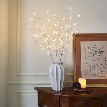 GOESWELL Albero Di Betulla LED 60 Cm – Set Di 2 Luci Da Tavolo – 168 LED Bianco Caldo – Batteria/USB