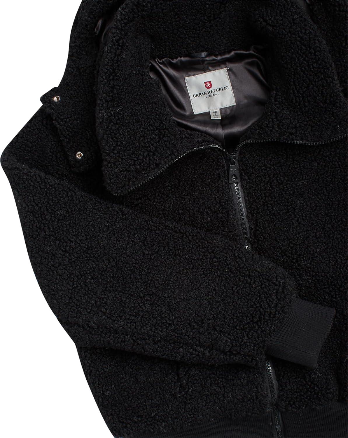 URBAN REPUBLIC Womens Sherpa Jacket - Fuzzy Warm Soft Sherpa Jacket Faux Fur Zip Up Hooded Bomber Women’s Coats (S-XL) - Image 3