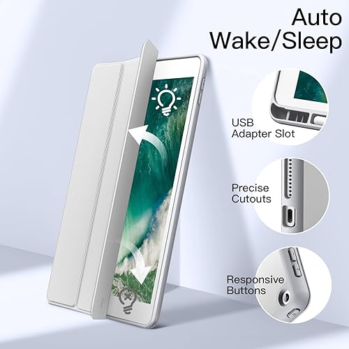 Miniatura 63 de JETech Funda para iPad de 9.7 pulgadas (6ª/5ª generación, 2018/2017) con soporte para lápices, carcasa trasera transparente transparente, soporte