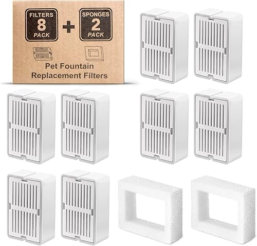 Miniatura 7 de Filtros de fuente de agua para gatos, 8 filtros de carbono y 2 filtros de espuma con soportes, filtros de fuente de agua para mascotas