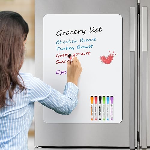 Miniatura 6 de MaxGear Pizarra blanca magnética de borrado en seco de 20 x 13 pulgadas para refrigerador, hoja de pizarra blanca para nevera de cocina, tablero de