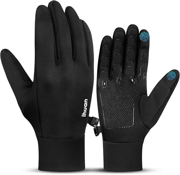 ihuan Lightweight Winter Running Gloves for Women and Men, Touch Screen Fingers for Cold Weather, Thin Warm Liner Gloves for Ski, Snow, Hiking, Driving, Camping, Cycling