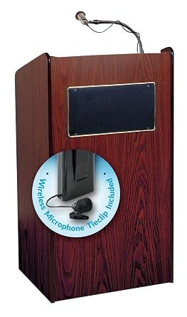 Oklahoma Sound 6010-MY/LWM-6 Aristocrat Lectern W/Tie Clip Mic, Mahogany