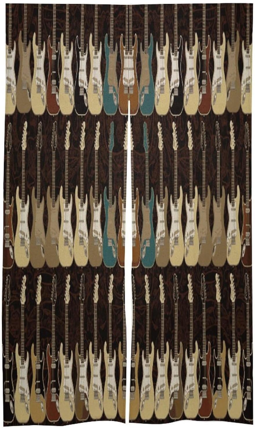 Art Guitar Pattern Door Curtain Printed Doorway Noren Japanese Style Doorway Room Divider Curtains for Privacy Partition Divider Kitchen Home Decorations Wall Hanging