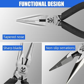Needle Nose Pliers, 5 Mini Long Nose Pliers with Cutter, Serrated Jaw Precision Small Needle Nose Pliers for Jewelry Making, Bending Wire, Crafts, Electronic Repair