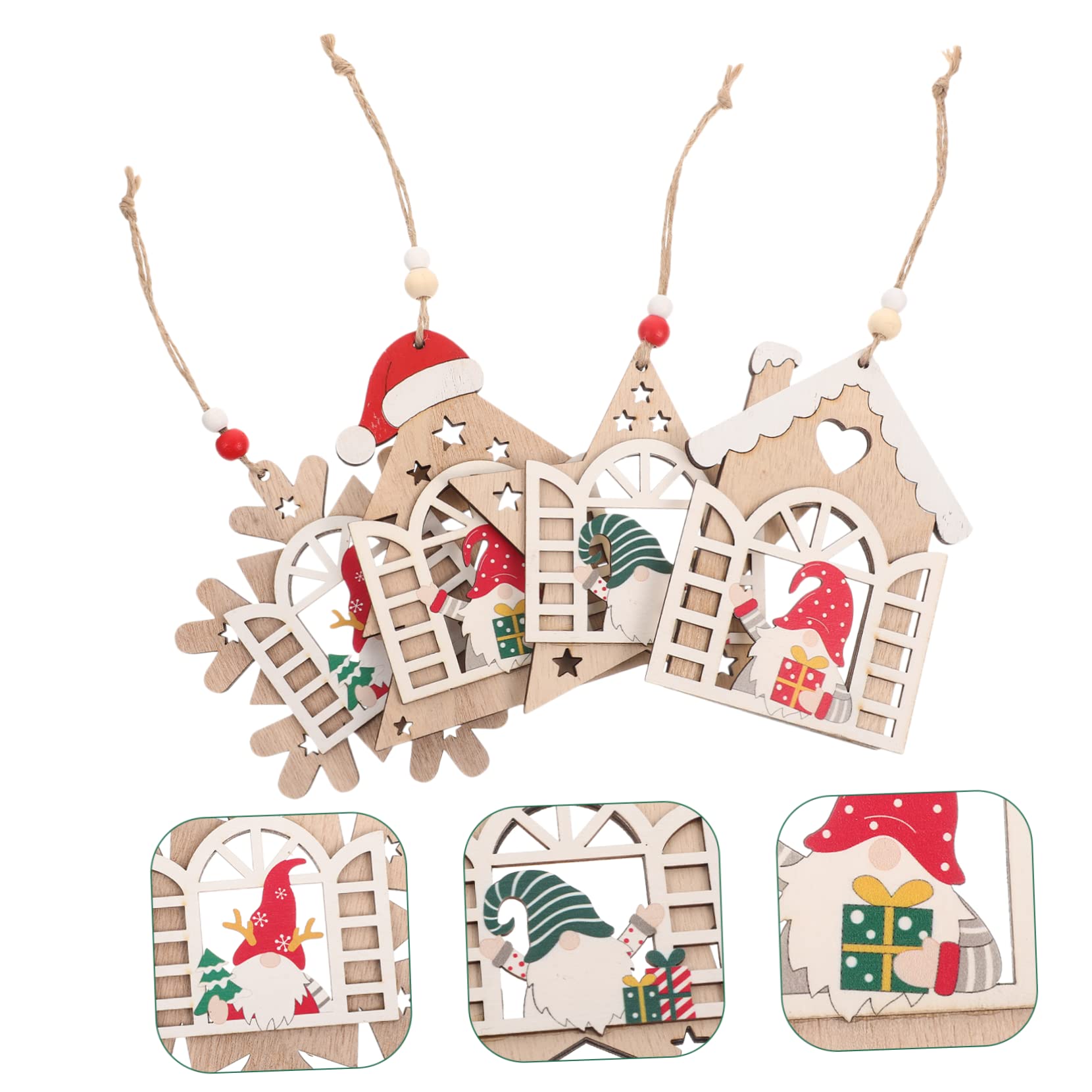 PRETYZOOM 16 Pz addobbi natalizi ornamenti rustici della fattoria di natale decorazione di di natale Decorazioni natalizie christmas tree arredamento ornamento da appendere in legno