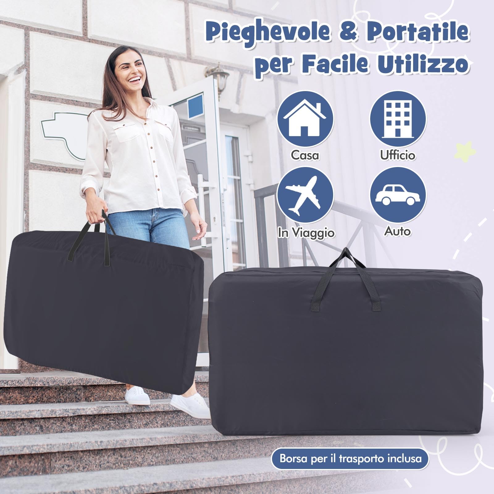RELAX4LIFE Cuna Colecho Bebé con 6 Alturas Ajustables, Colchón, Cesta de Almacenamiento y Ruedas Bloqueables, Cunas para Bebés con Bolsa de Transporte para Bebes 0-6 Meses (Gris)