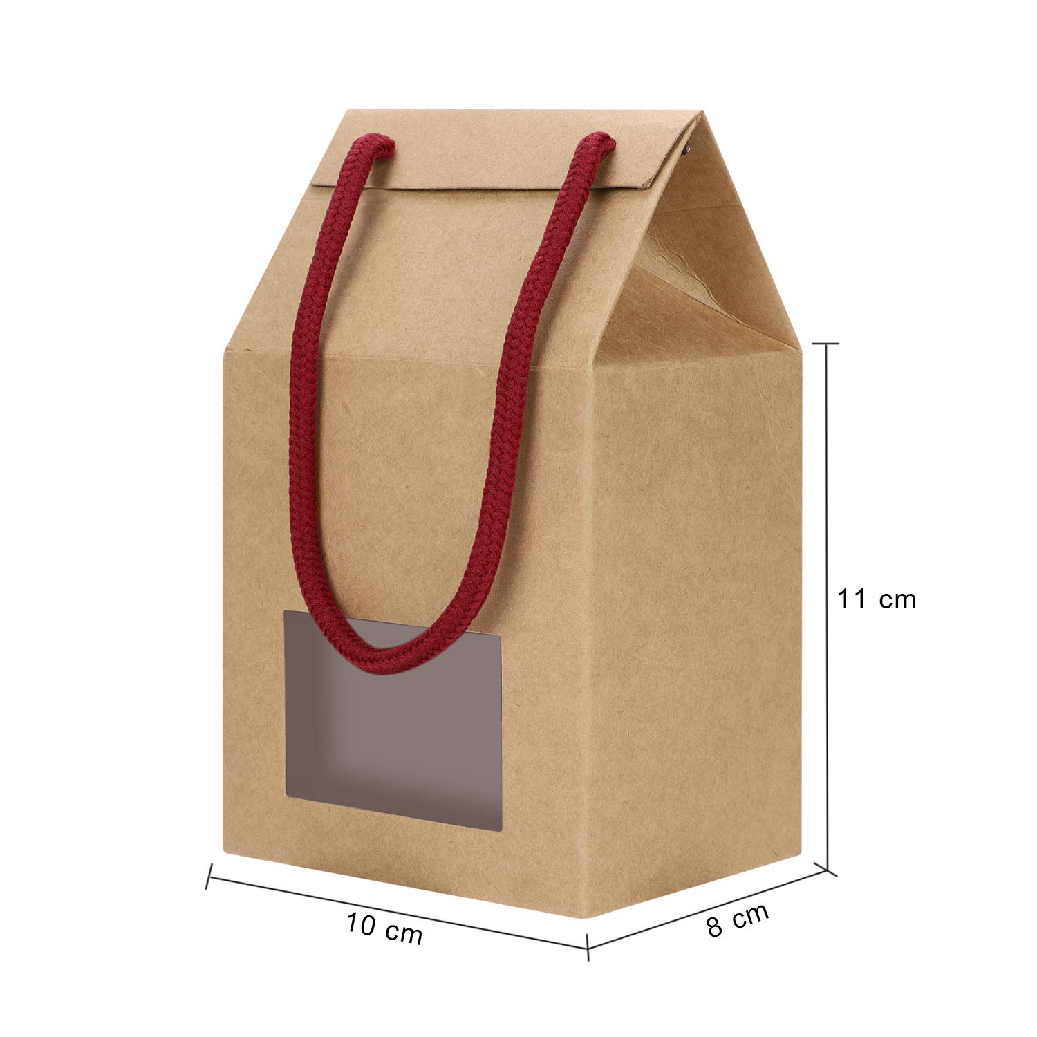 Papiertüten Fenster 20pcs Geschenktüten Plätzchen Bäckerei Partytüten Papier Kraftpapiertüten mit Henkel Papierbeutel Snack Süßigkeiten Geschenkverpackung Marmelade Tüten Bürobedarf & Schreibwaren