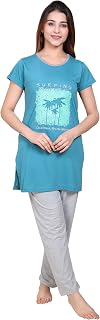 TWENTY ME Vrinda Summer Night Wear Half Sleeve Round Neck Polycotton Printed Night Suit Set For Womens (NS VR) Price In India