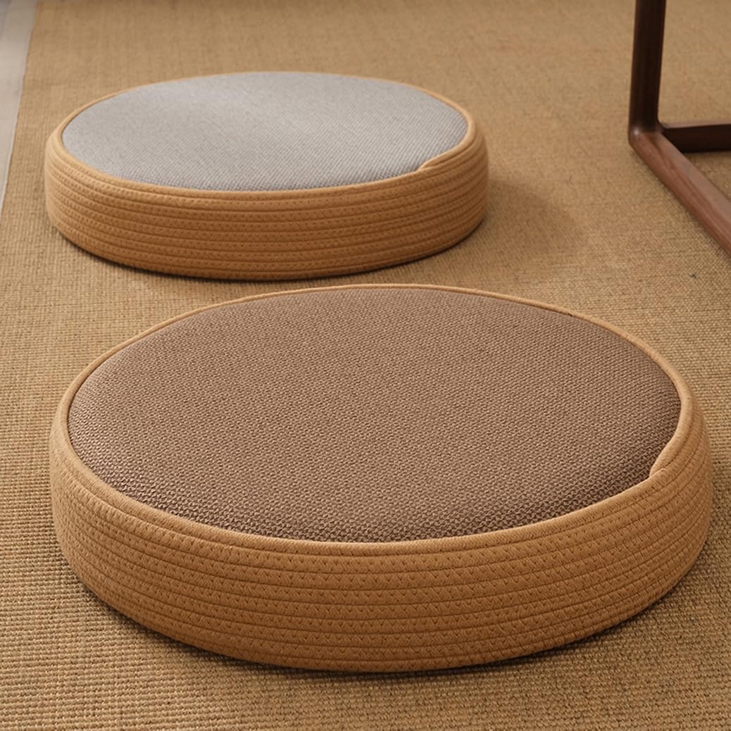 Coussin de sol fait à la main pour la méditation et le yoga Zen 60 cm Tapis tissé à la main pour s'asseoir sur le sol et la fenêtre