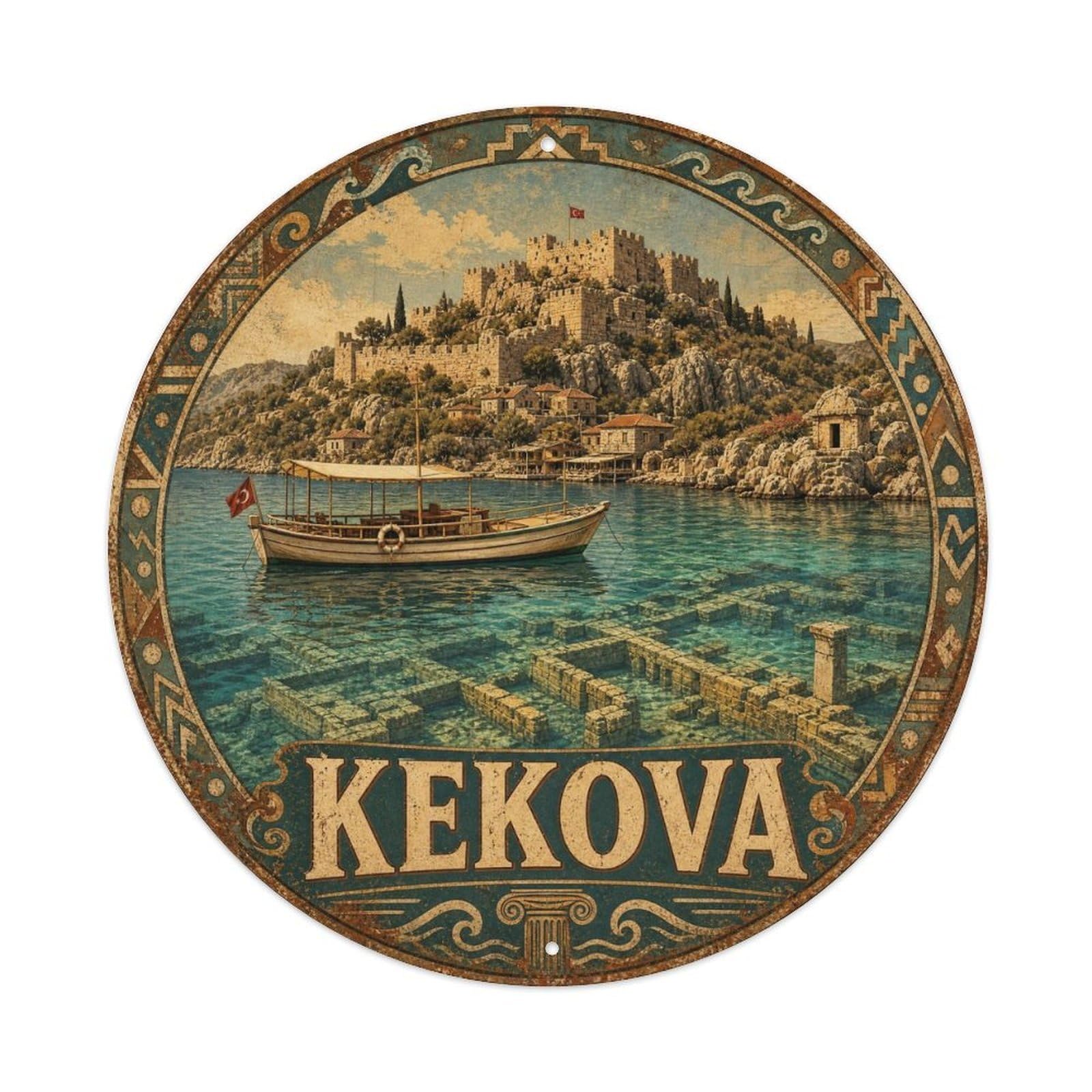 Kekova Sunken City Historic Turkey Culture Aged Vintage Metal Tin Sign