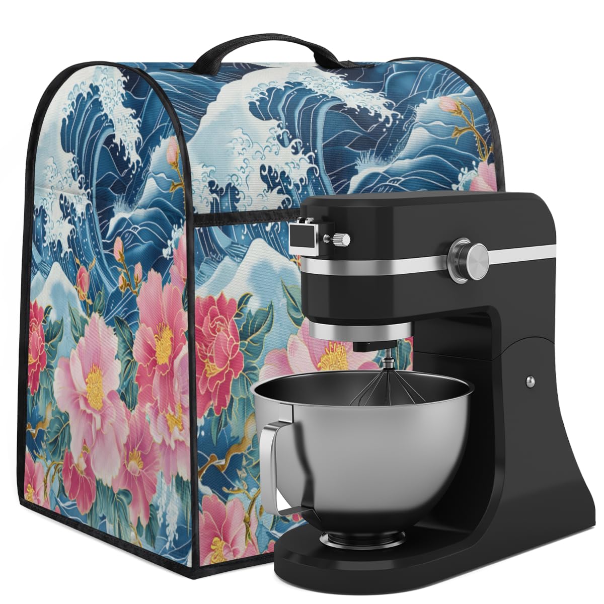 Coffee Maker Cover Big Wave Flower Ocean Kitchen Appliance Covers Small Appliance Covers Blender Cover Juicer Cover Dust Covers for Kitchen Appliances with Top Handle and Pockets,Washable,B501