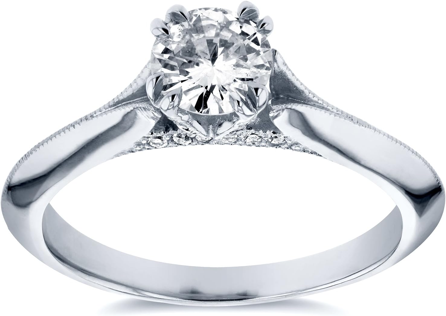 Kobelli Antique Style Floral Diamond Engagement Ring 1/2 CTW in 14k White Gold
