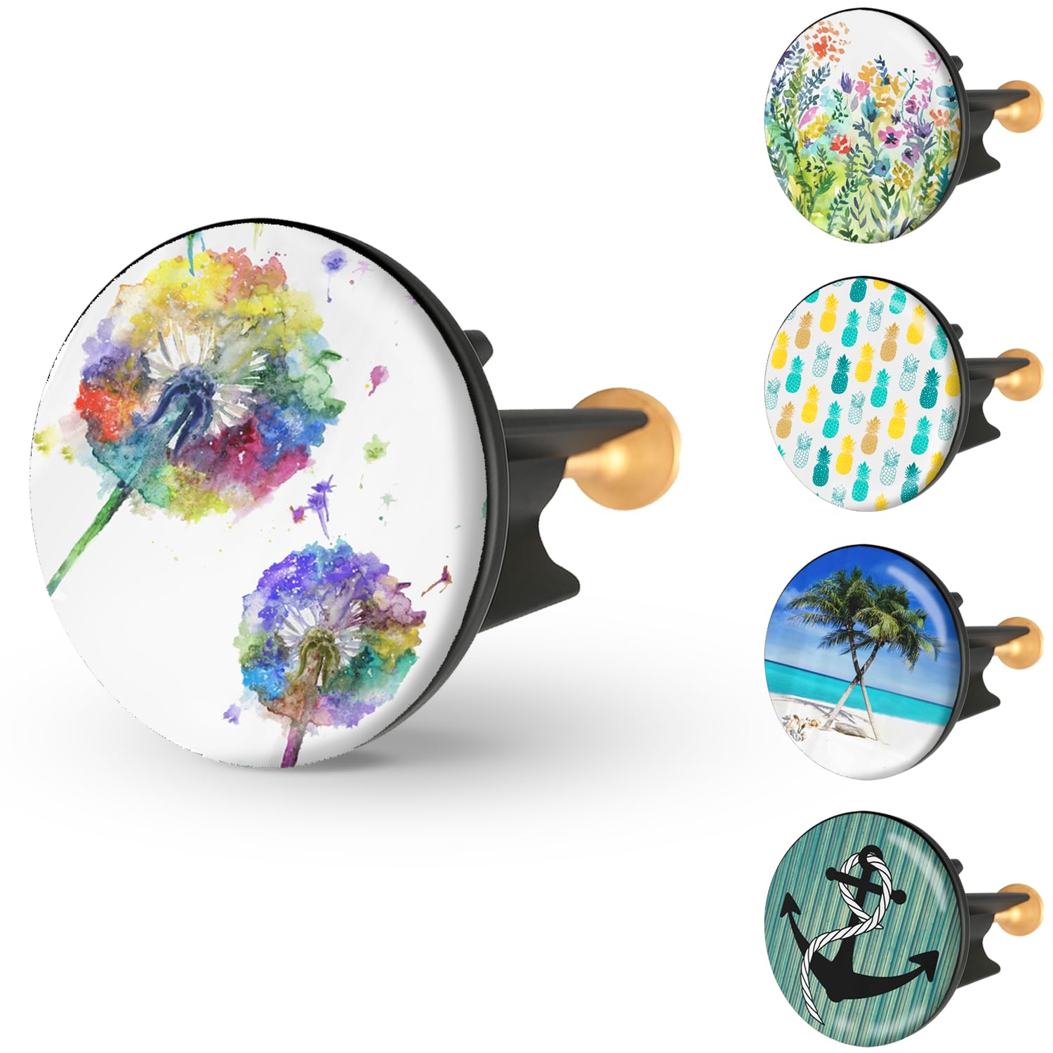 Arteneur Waschbeckenstöpsel 40mm Pusteblume – Edelstahl Excenterstopfen mit extra Schwerer Messingschraube für stabilen Halt | Universeller Abflussstopfen für Waschbecken