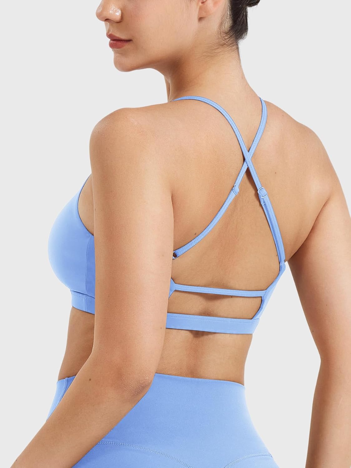 YEOREO Women's Sports Bras Chilene Strappy Criss Cross Open Back Low Impact Removable Cups Gym Yoga Workout Bra