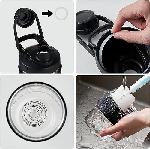 Miniatura 6 de Botella agitadora pequeña de vidrio de 12 onzas, polvo de proteína de vidrio de borosilicato, mezcla de vasos pequeños para mezclas de proteínas con