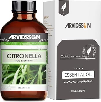 ARVIDSSON Citronella Essential Oil 8.8 Fl Oz 250ml, Large Bottle 100% Natural Citronella Oil for Diffuser, Soap and Candle Making, Outdoor Spray, Essential Oil with Glass Dropper