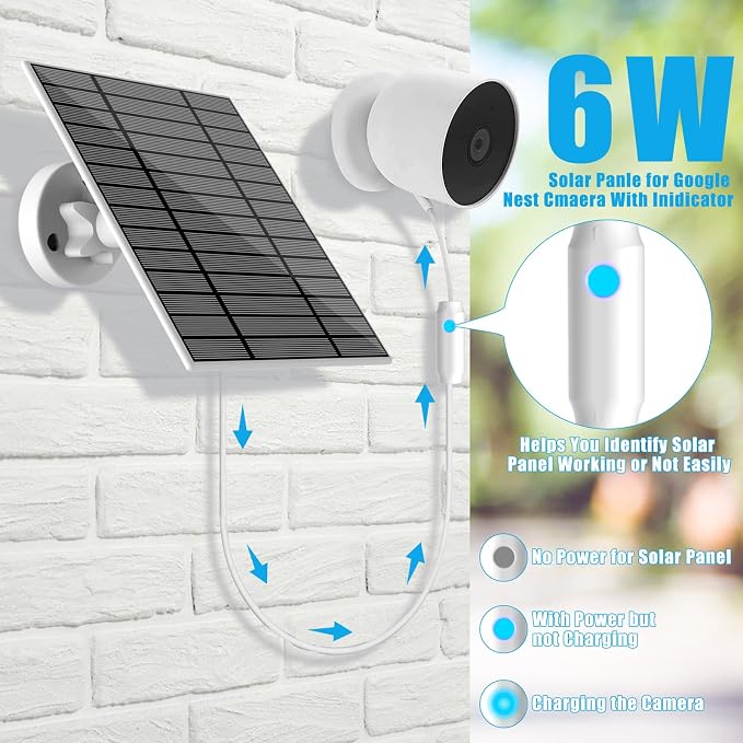Panel Solar 6W para Cámara Google Nest Interior y Exterior miniatura 2