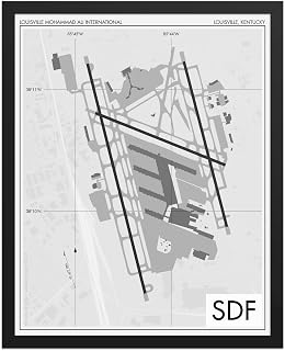Works of Air, Louisville Muhammad Ali International Airport (SDF), Kentucky Aviation Decor, Pilot Gift, KSDF Print, Airplane Wall Art (White - Black Frame, 24" x 36")