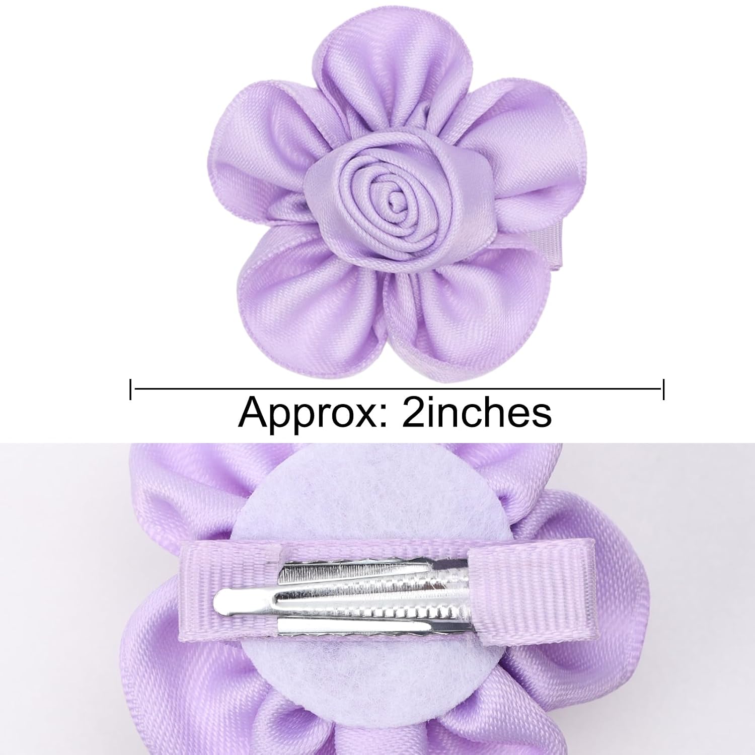 Tiny 2 Inch Flower Hair Bows Clips - Lined Boutique Alligator Hat Hairpin for Baby Girls, Toddlers, and Little Teens - Kids Barrettes Set of 2 Small Stylish image 4