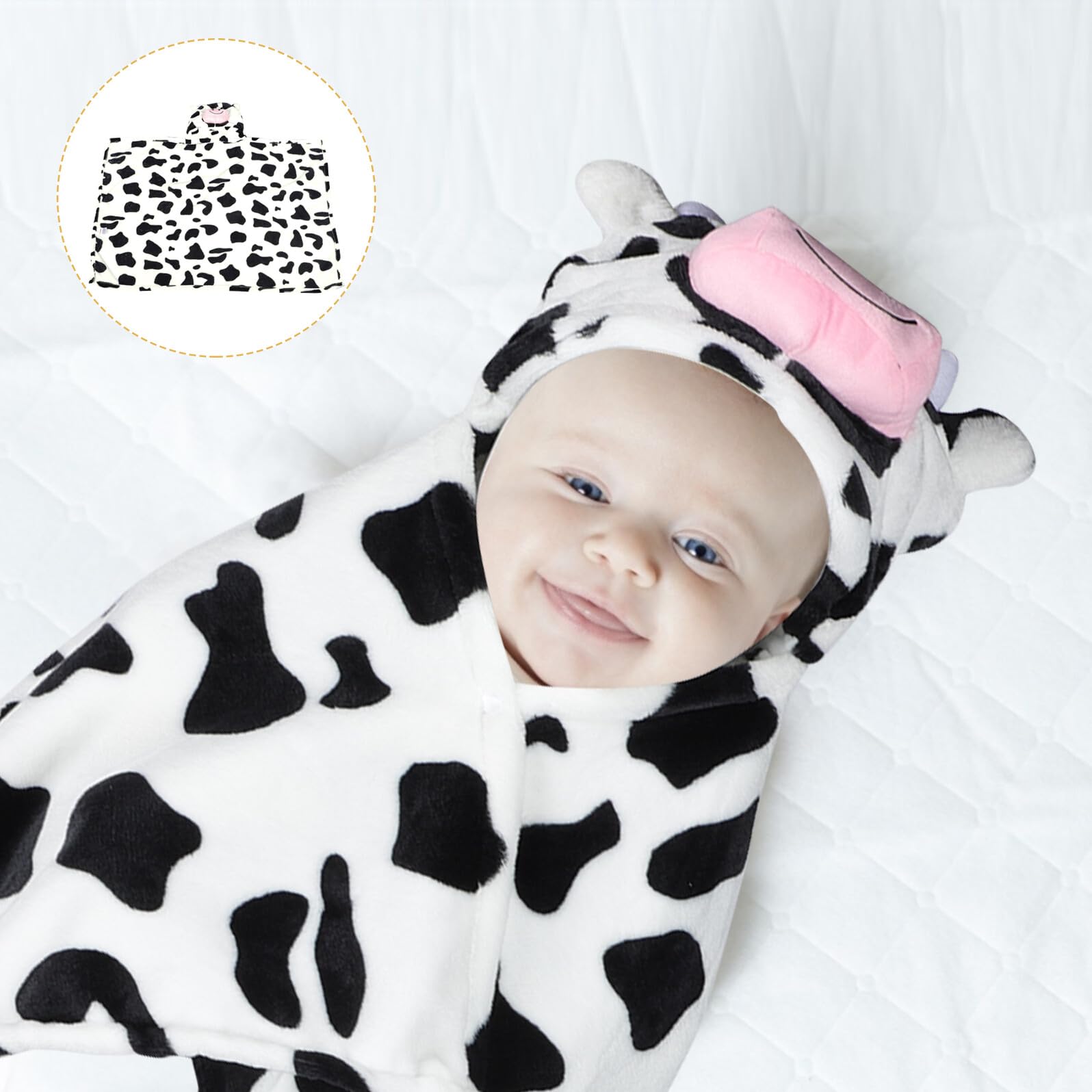 LIFKOME Kapuzenhandtuch aus Flanell, Schwarz, 70x100cm, Babybadetuch | Neugeborene und Kinder, Cartoon Druck, nicht Reizend, Geschenk zur Babyparty