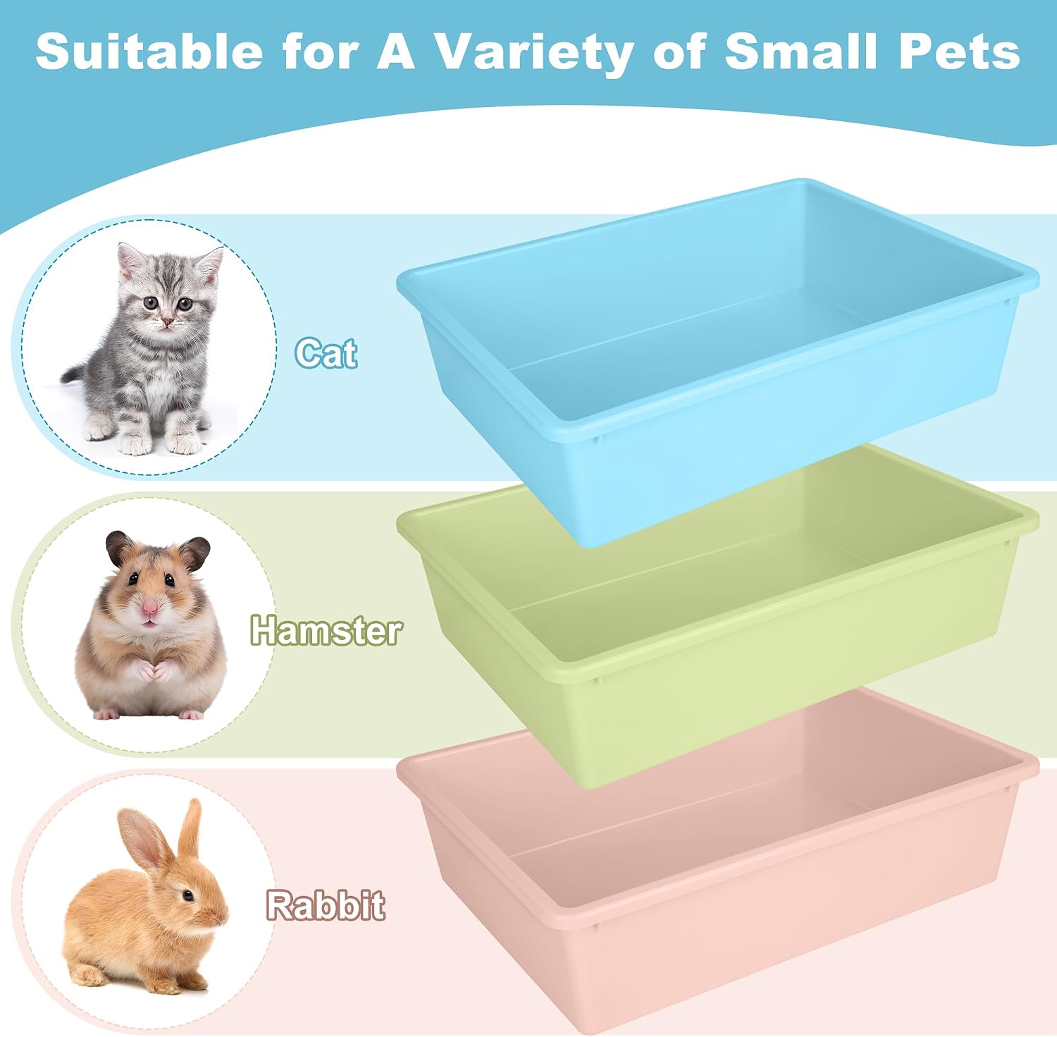 Kitten Litter Box Set for Small Cats, 3 Pack Plastic Kitten Litter Pans