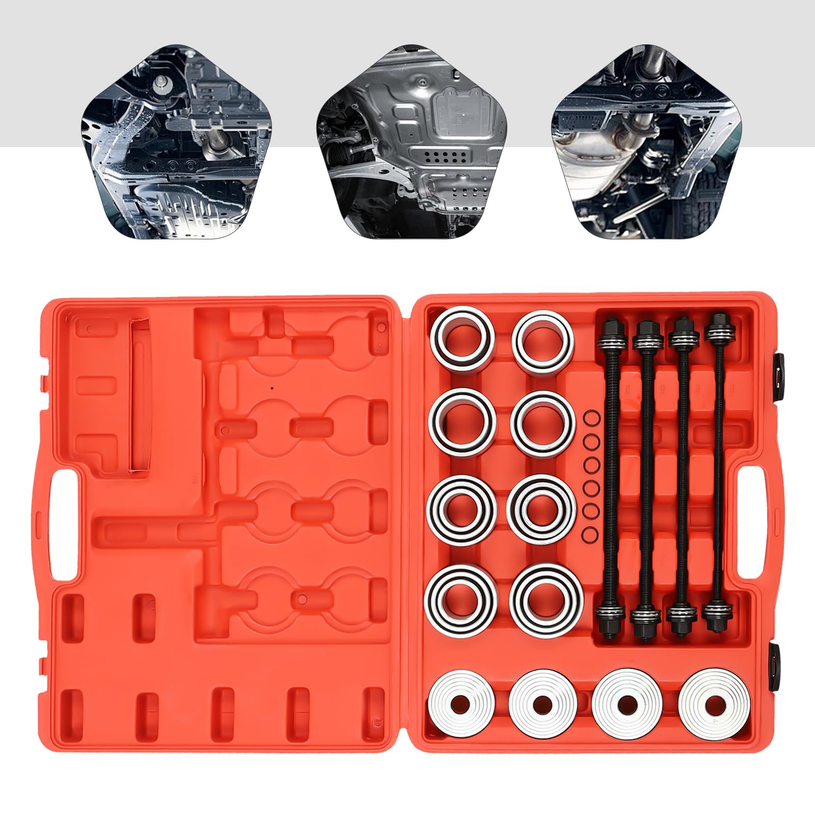 Set di 28 utensili per la rimozione e l'installazione di cuscinetti a boccola, set di 28 presse speciali e tiranti, adatti per la manutenzione dell'auto e la riparazione professionale del