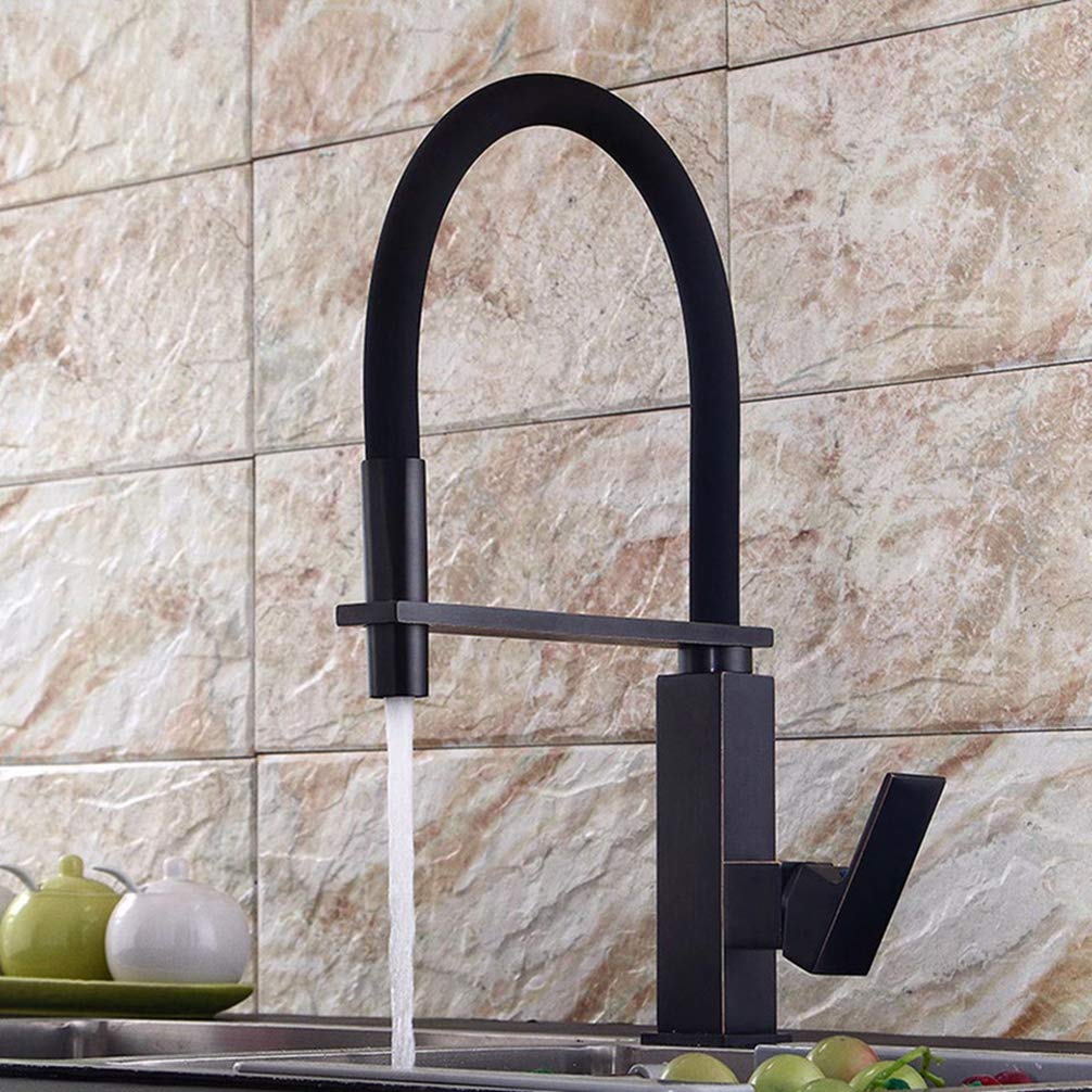 ZYCHSJXA Kitchen Faucets Black Bronze Tap Sink Crane Deck Mount Pull Down Sprayer Nozzle Torneira De Cozinha Mixer Water Taps,Black