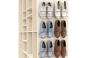 Shoe Organizer for Wall, Pack of 6 No-Drill Wall Mounted Shoe Storage