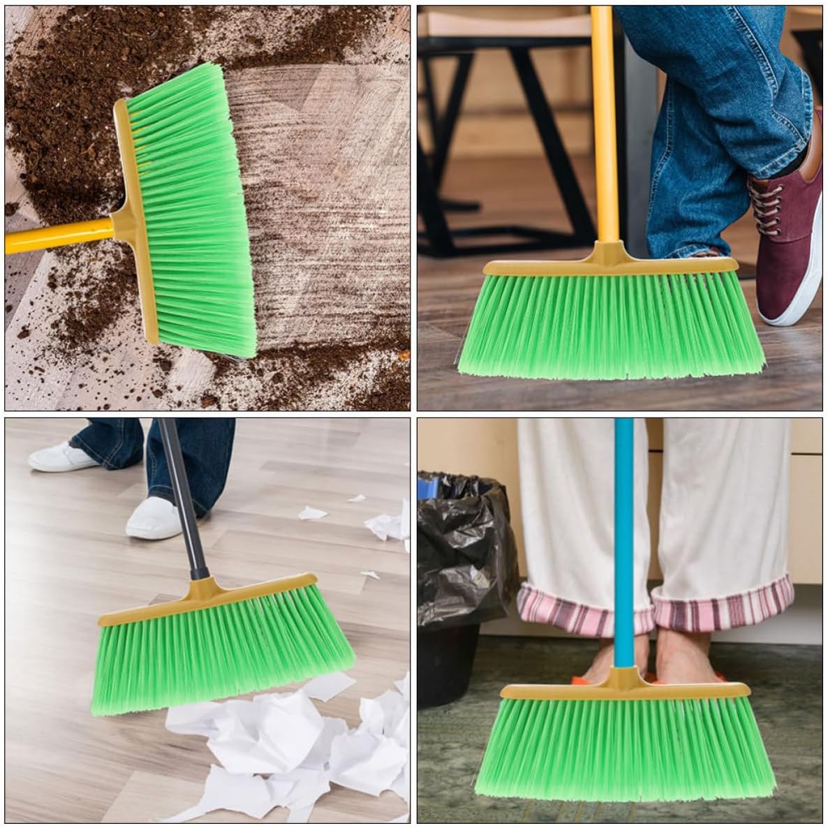 Plastic Dense Bristles Broom Head Replacement 2pcs for Sweeping