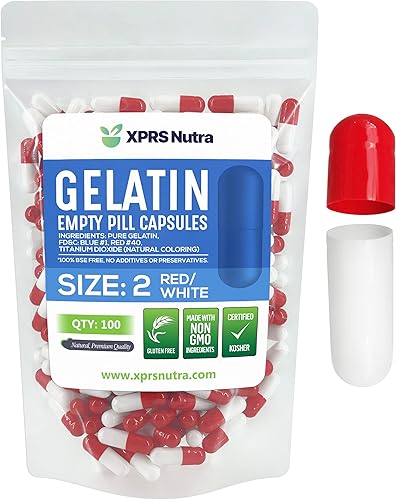 XPRS Nutra Cápsulas vacías de tamaño 2  100 cápsulas de gelatina vacías  Cápsulas de píldoras vacías  Llenado de cápsulas de bricolaje  Cápsulas de