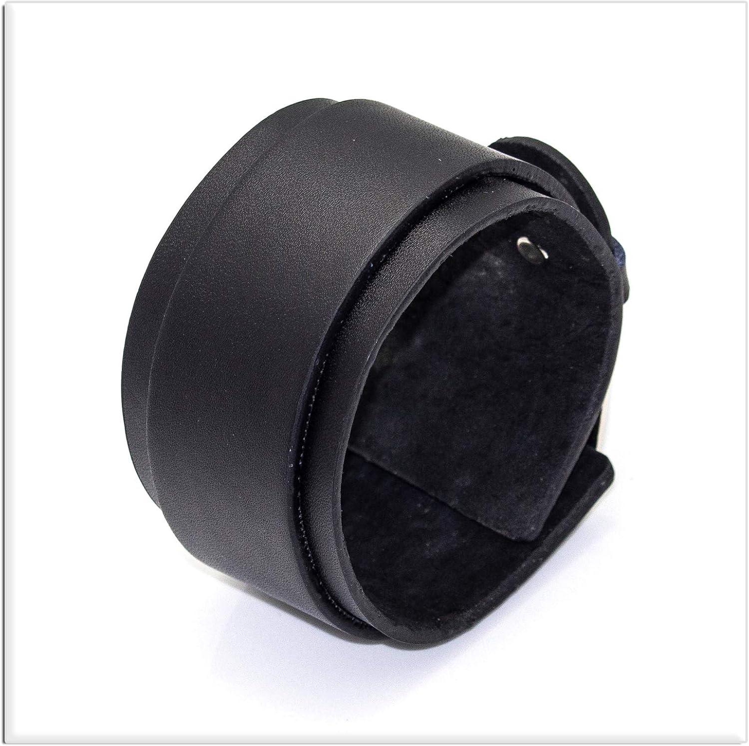 Xusamss Punk Alloy Belt Buckle Wristband Wide Leather Bracelet,7"-8" - Image 3