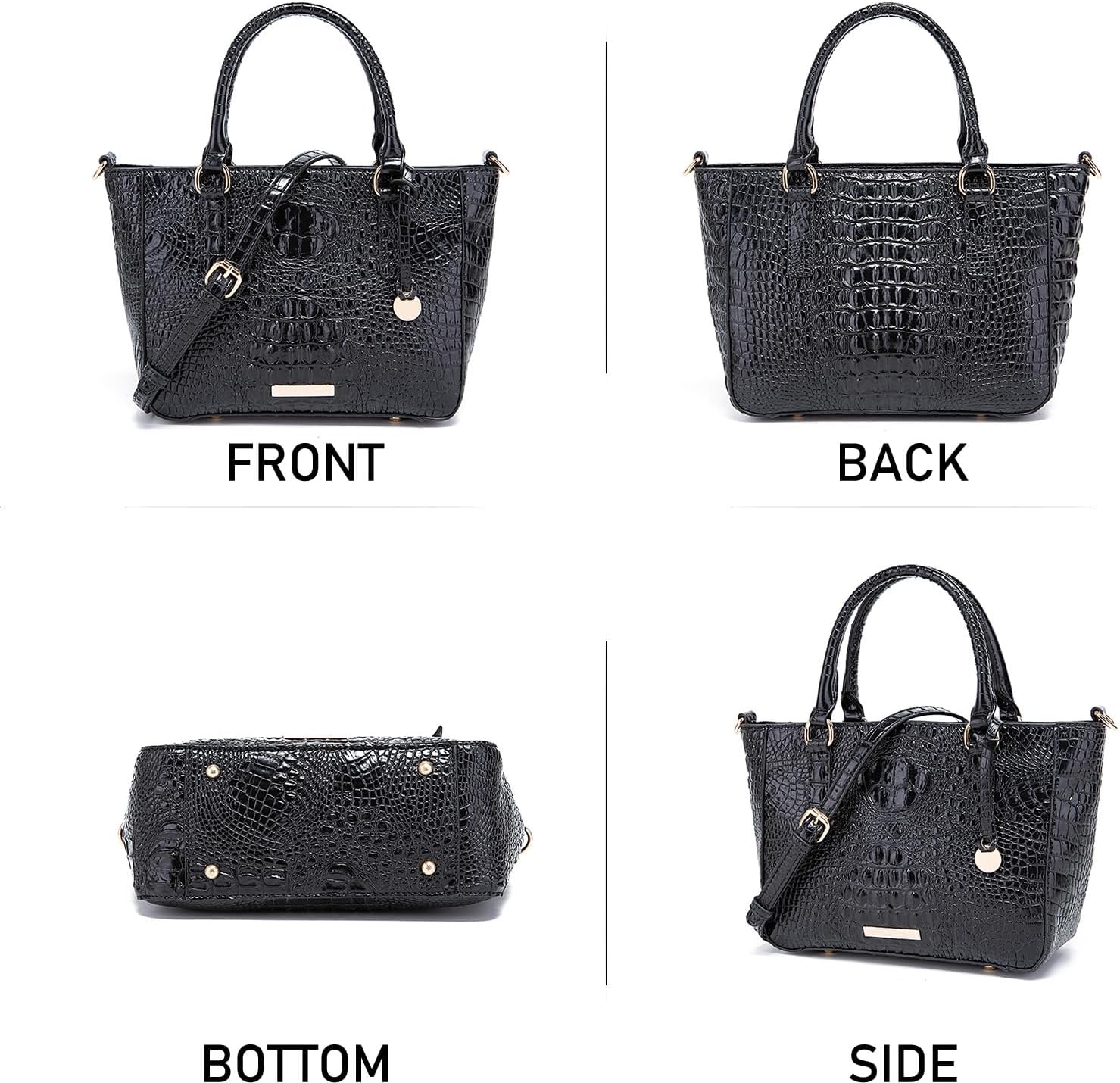 Ladies Tote Leather Bags for Women Crocodile Embossed Zipper Satchel Purse Elegant Compartments Crossbody Work - Image 3