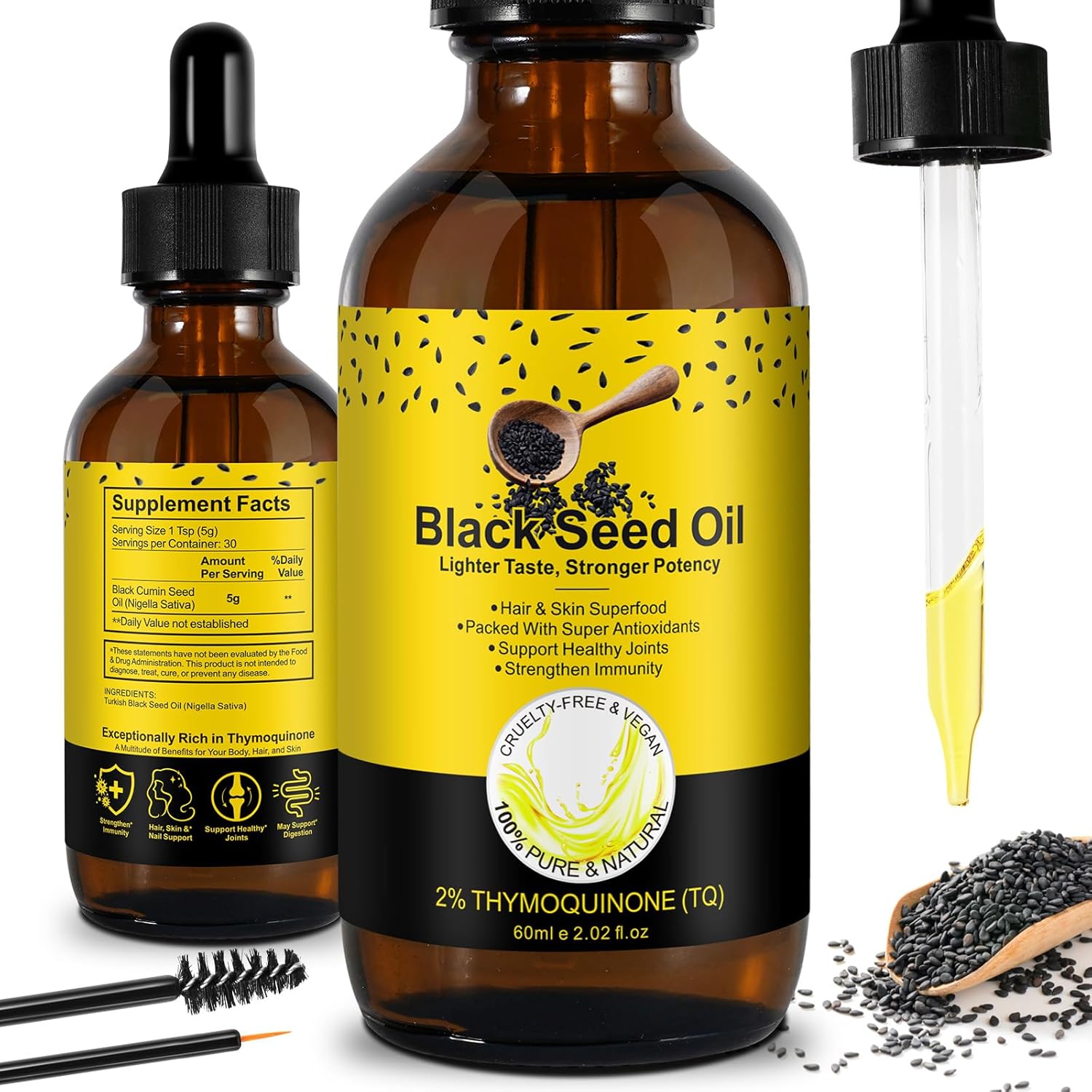 Black Seed Oil Organic Cold Pressed, 100 Pure and Natural