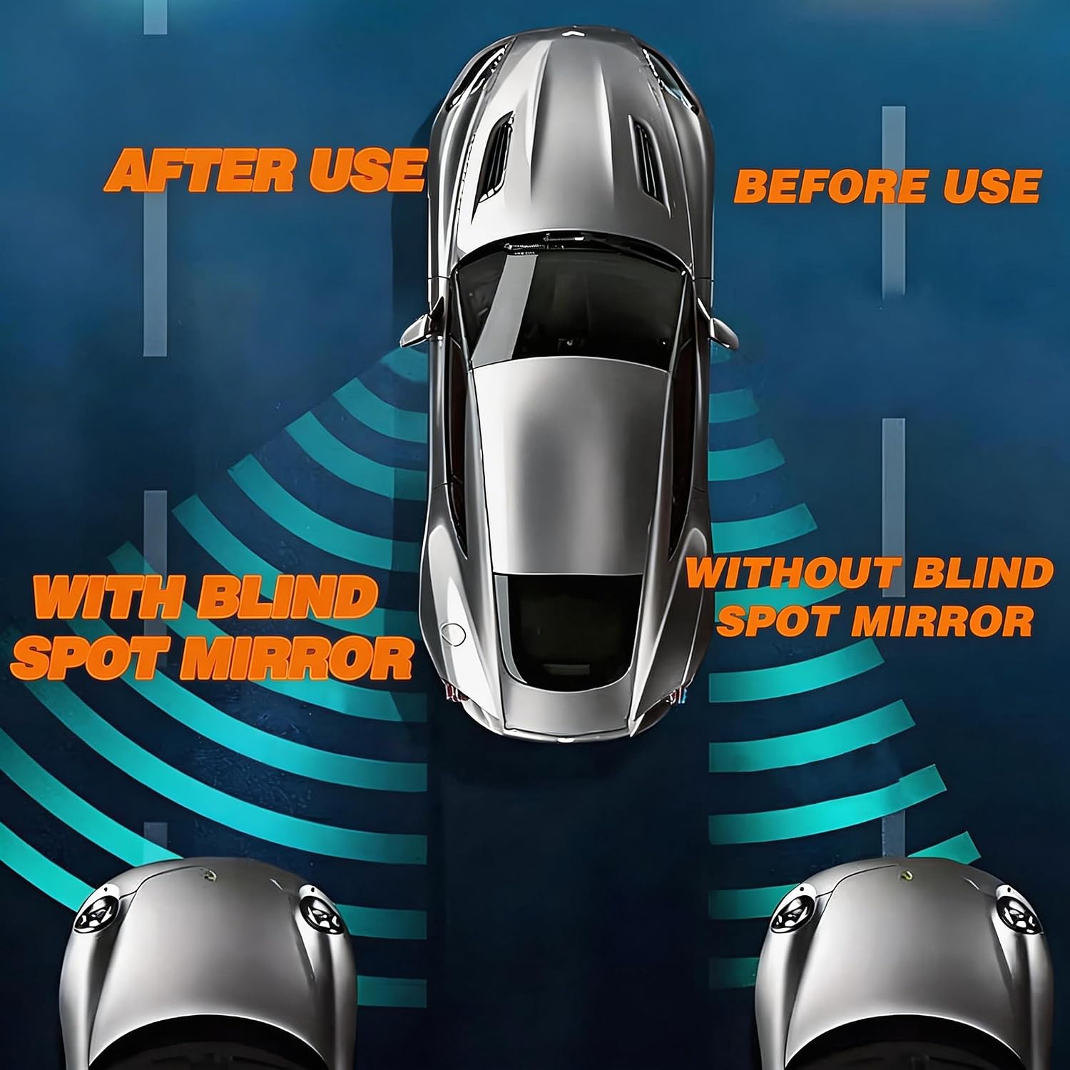 Blind Spot Mirror for Car - Cute Car Accessories & Rear View Mirror Accessories, 2Pcs HD Glass 360° Adjustable Car Accessories for Safer Lane Changes (Cars,SUVs,Trucks) (‎Universal, Heart)