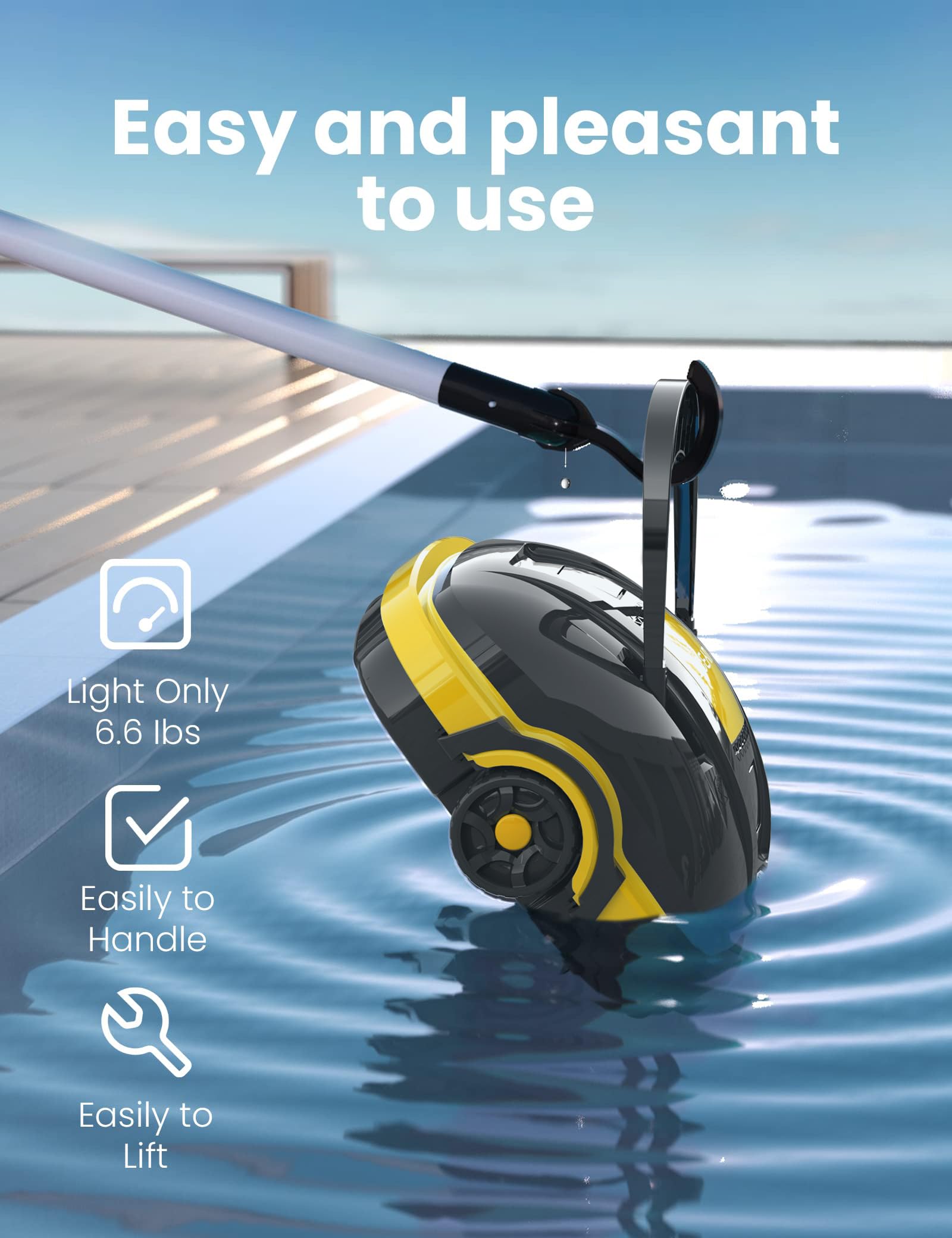 WYBOT Robot Piscine Sans Fil Pour Piscine Hors Sol Jusqu'à 50m², Double Motorisation Aspirateur Robot Piscine 50 Minutes D'Aspiration Puissante Robot | Stationnement Automatique Bleu