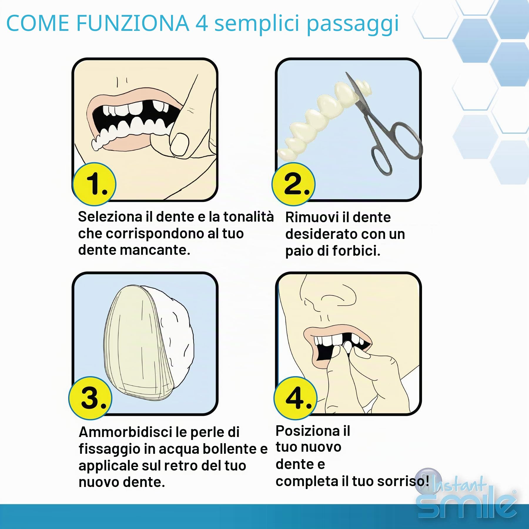 Instant Smile Completa il Tuo Sorriso Temporary Dental Replacement Kit, Easy Fit, One Size