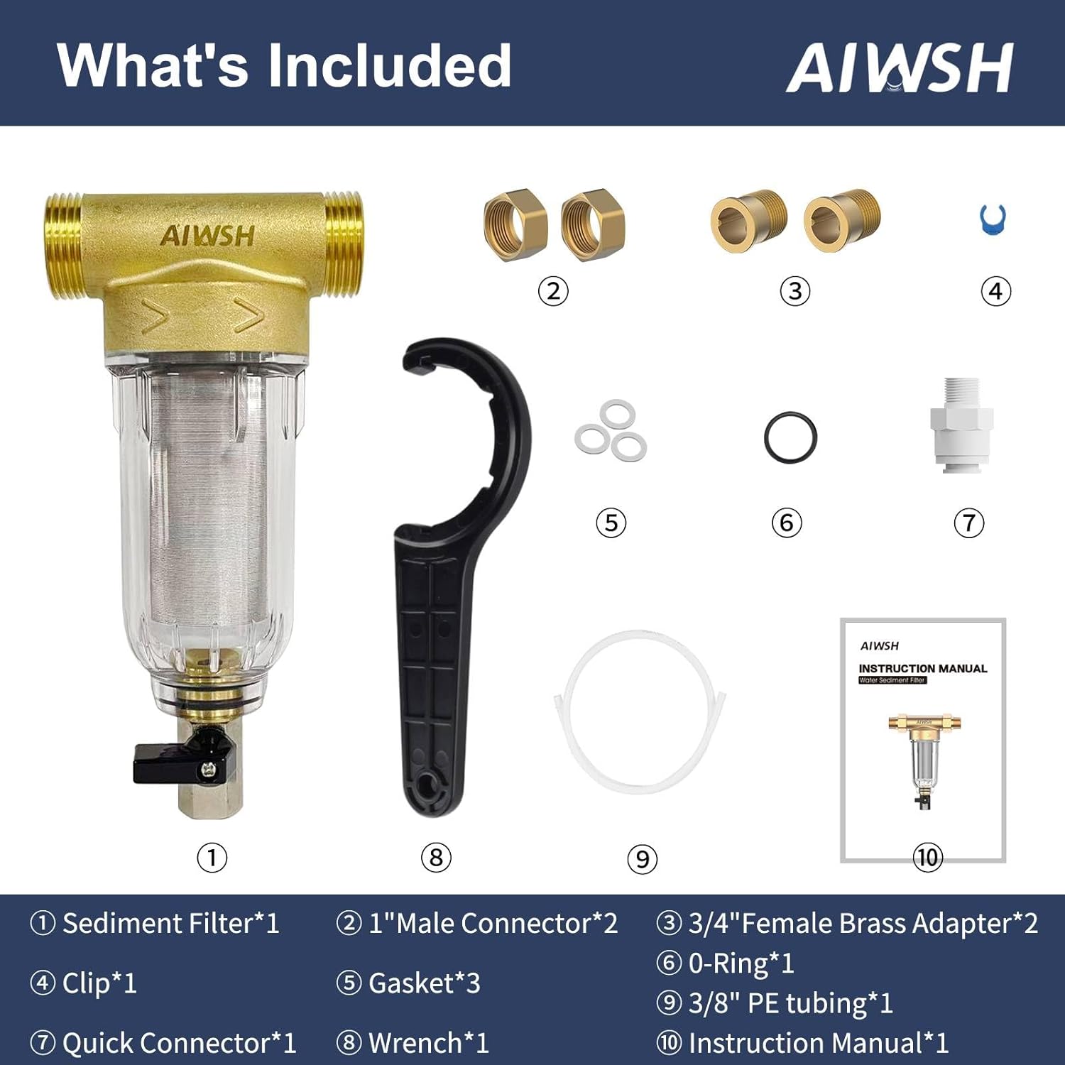 40 Micron Spin Down Sediment Filter,Reusable Sediment Water Filter,Washing Machine Water Filter,Whole House Pre-Filtration System for City Water & Well Water,25GPM,1" MNPT+3/4" FNPT+3/4" MNPT