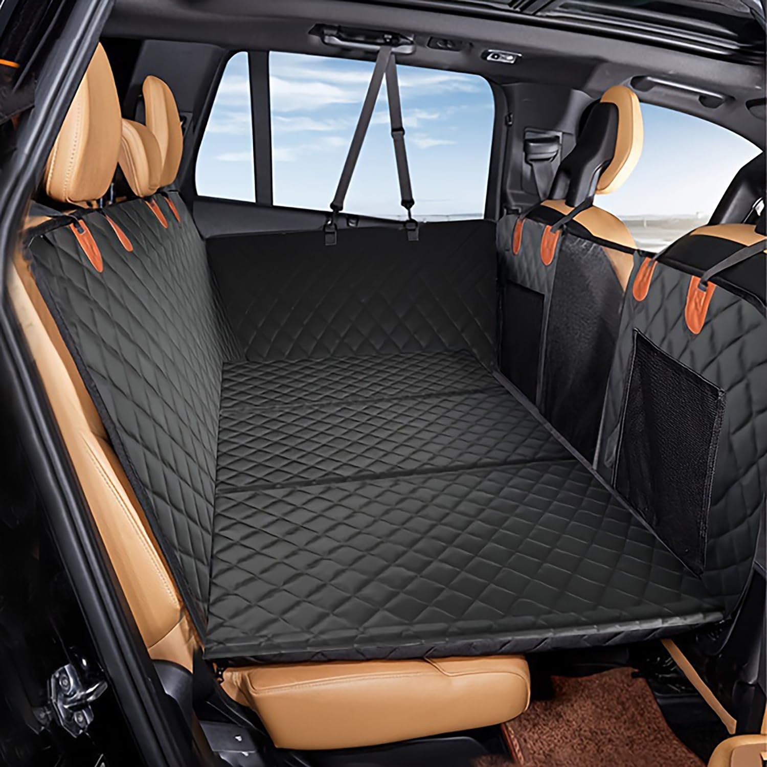 FGHCNH Dog Car Back Seat Cover for VW T ROC Taigo Taigun Tayron Teramont Tharu Touareg, Waterproof Dog Hammock for Car Back Seat, Dog Travel Hammock Bed Seat Protector,D