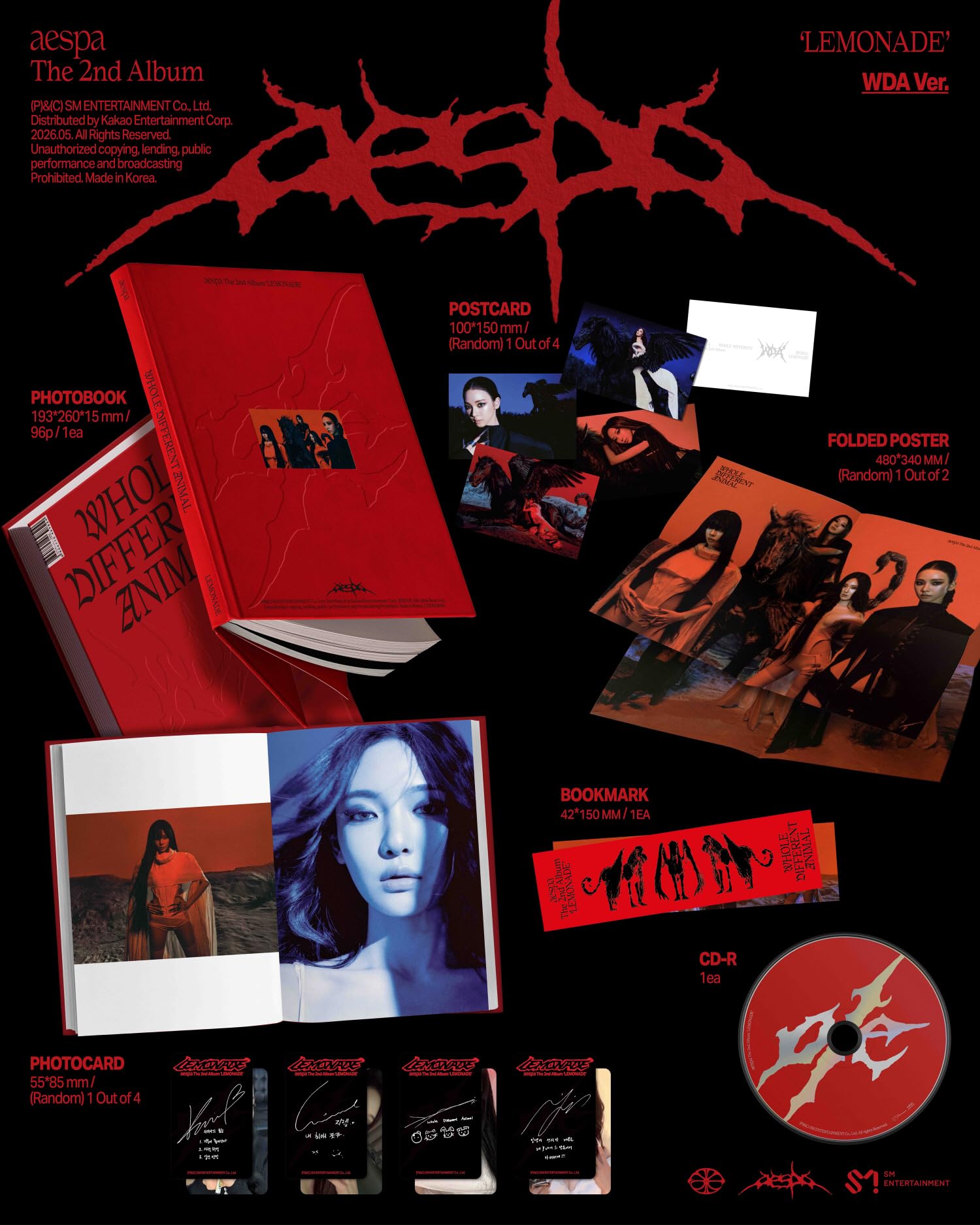 WDA Version) aespa LEMONADE 2nd Album with Tracking : Amazon.sg
