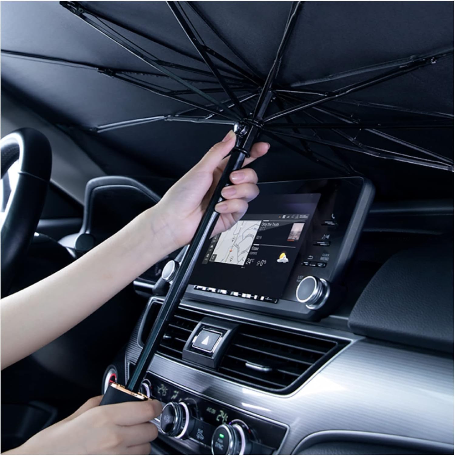 Car Sun Shade Windshield Dedicated for Subaru Crosstrek, Portable Sunshade Umbrella Sun Visor Accessories with Leather Storage Bag