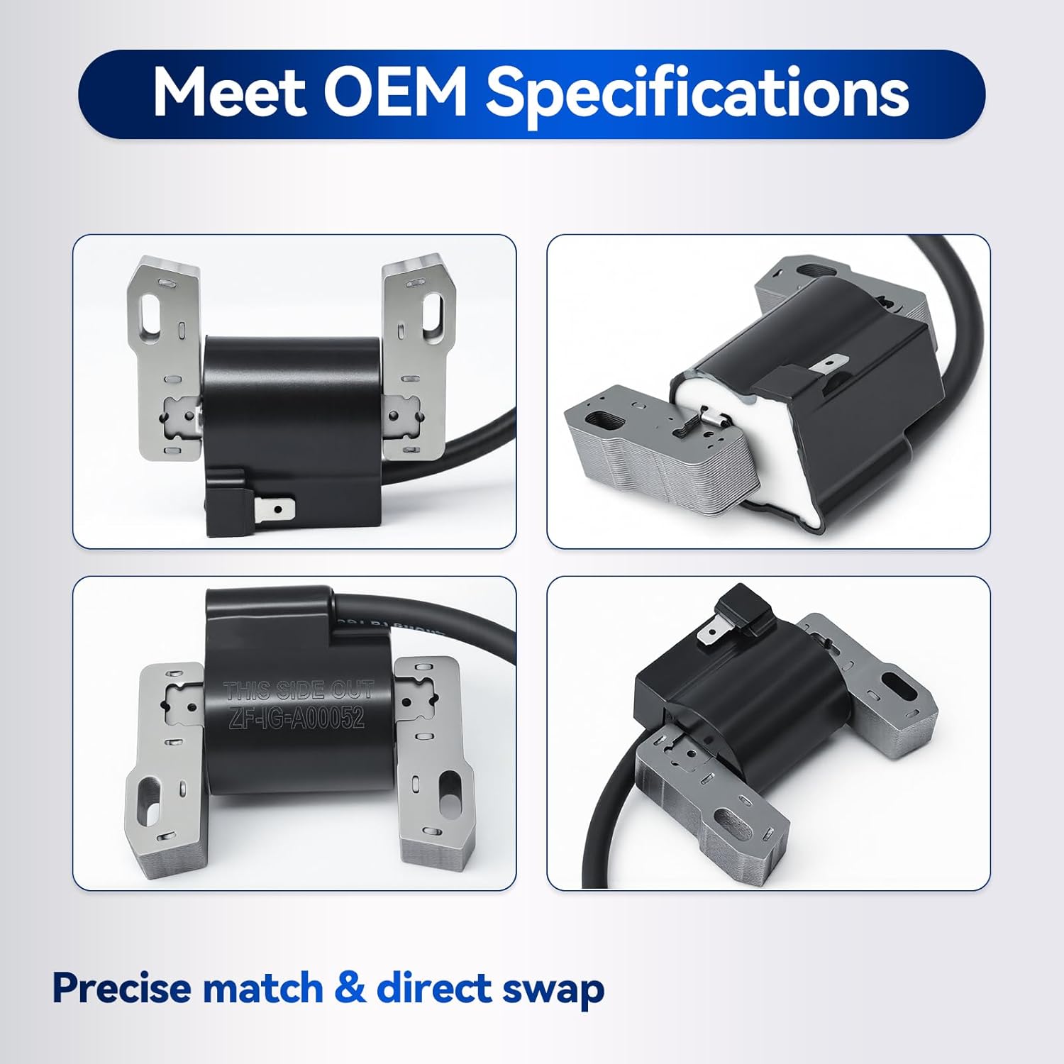 MIA12788 Ignition Coil Compatible with John Deere Z515E Z525E Z535M Z535R Z425 Z435 Z445 LA130 LA135 LA140 LA145 LA150 LA155 Lawn Tractors Mowers, Replace LG691060 MIA12346 w/Spark Plug 2Pcs