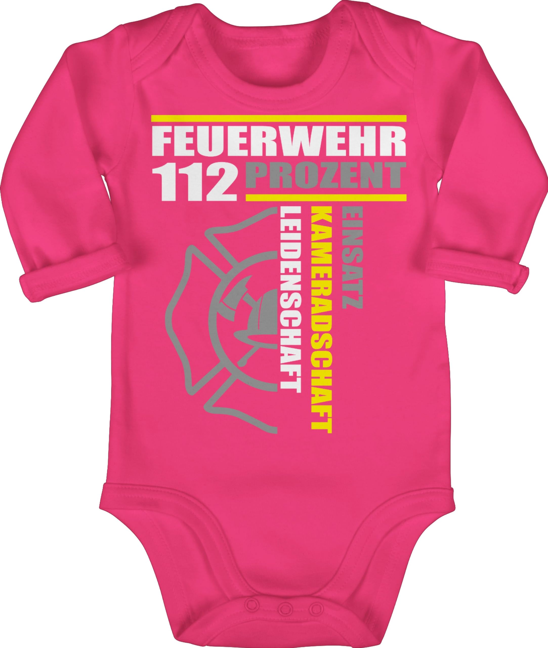Shirtracer - Baby Body langarm Mädchen Junge - Feuerwehr 112 Prozent Einsatz Kameradschaft Leidenschaft I Freiwillige Feuerwehr Geschenk