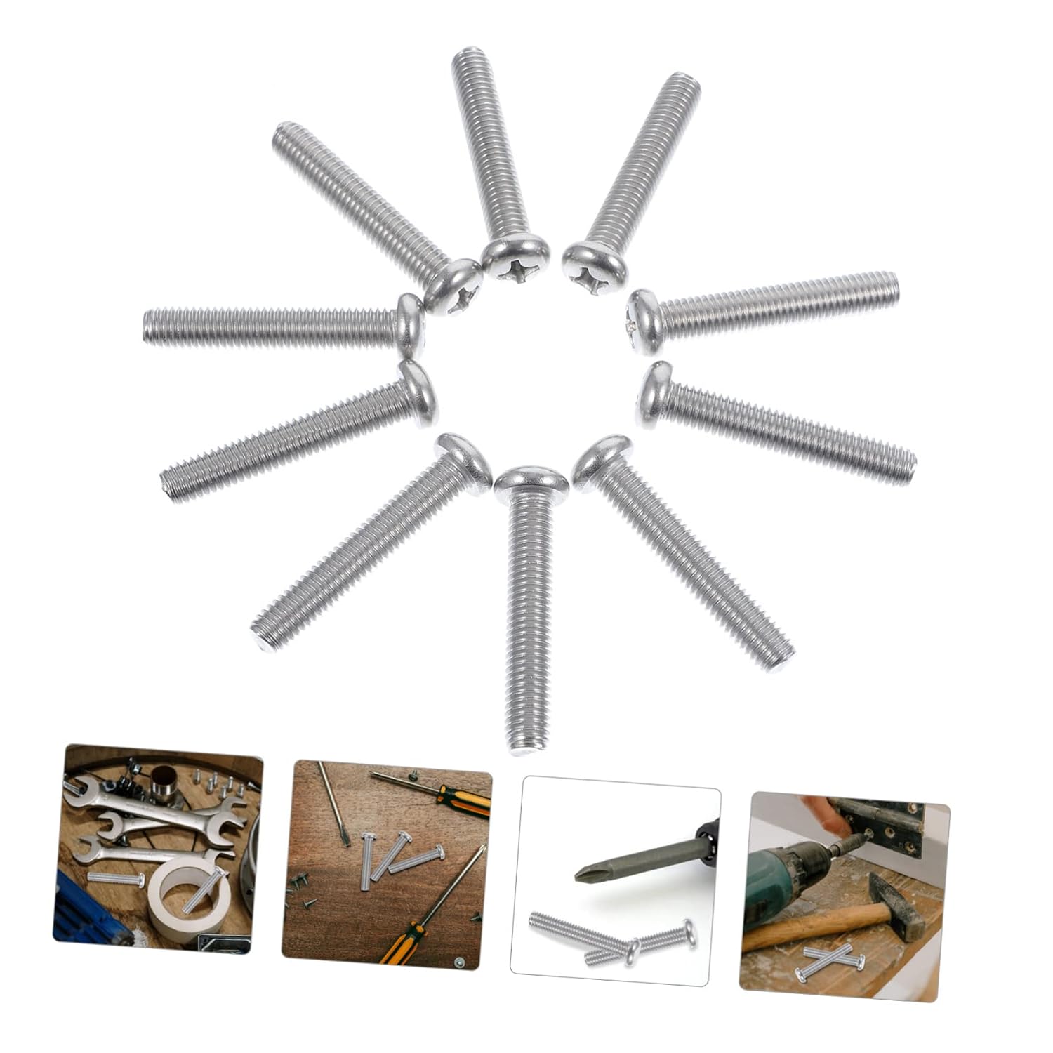 ORFOFE 304 Stainless Steel Cross Head Pan Head Screws for TV Mounts and Monitors 10pcs Machine Screws Suitable for Wall Mounting and Drywall Applications